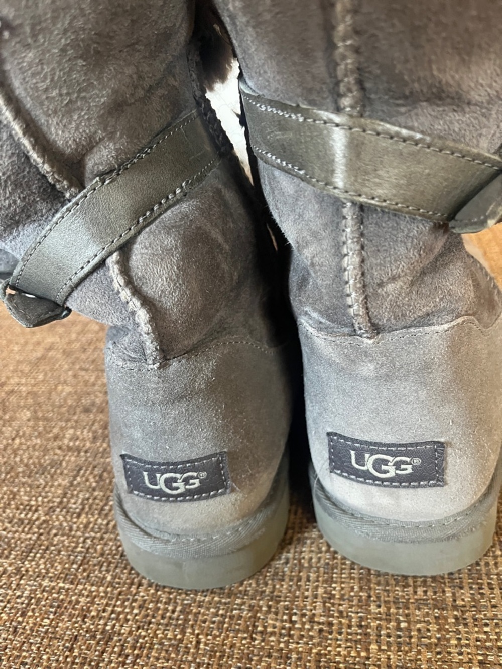 UGG Short Suede Boots in Charcoal